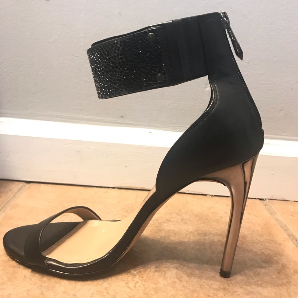 BCBG Max Azria Black Heel with Ornate Ankle Detail
